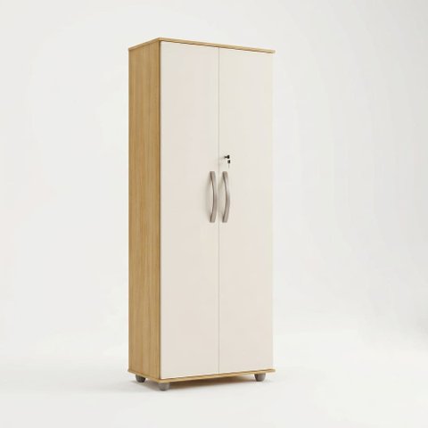Armário Multiuso Organizador Caio com Chave para Quarto e Lavanderia - Cinamomo / Off White