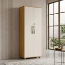 Ver imagem 2 de Armário Multiuso Organizador Caio com Chave para Quarto e Lavanderia - Cinamomo / Off White
