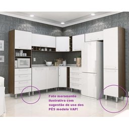 Kit 4 Pés para Armário de Cozinha Paneleiro Balcão Vap Preto Regulável Gabinete Pia Cozinha - 6