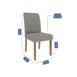 Cadeira de Jantar Madeira Tauari 2 Peças Encosto Fixo Fernanda Wood Ii Cimol Madeira/linho Grafite - 2