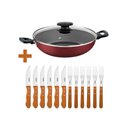 Ver imagem 1 de Kit - Jogo de Churrasco Inox 12 Peças Dynamic + 1 Panela Wok 3,3L 28cm Vermelha - Tramontina