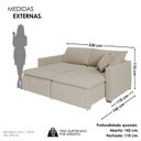 Ver imagem 3 de Sofá Cama Casal Retrátil e Reclinável 3 Lugares Bouclé Bege Creta Uruguai 230cm
