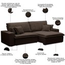 Ver imagem 3 de Sofá Retrátil Reclinável para Sala 3 Lugares 250cm Varsov F04 Veludo Marrom Escuro - Lyam Decor