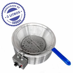 Tacho Fritadeira para Fritura de Pastel Elétrico Redondo Profissional 3 Litros 110v/220v - 3