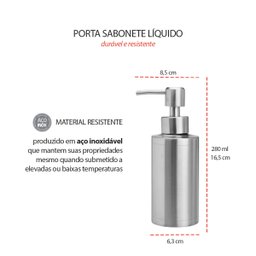 Porta Sabonete Liquido Dispenser Alcool Gel Aço Inox 280ml - 2