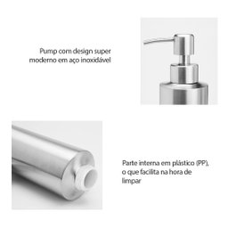 Porta Sabonete Liquido Dispenser Alcool Gel Aço Inox 280ml - 3