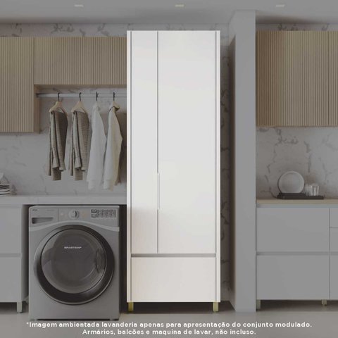 Armario Lavanderia 2 Portas 2 Gavetas Nesher 70cm 100 MDF