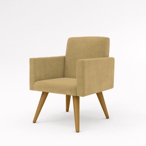 Cadeira Estofada Poltrona para Sala Quarto – Balaqui Decor Cor:Capuccino
