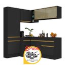 Ver imagem 3 de Armário Cozinha Completa Canto Veneza Mp2089 Multimóveis Preto + Brinde Jogo de Panelas Tramontina