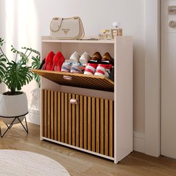 Sapateira Vertical 12 Pares Calçados Multiuso 2 Portas Basculantes Hall de Entrada Quarto Closet - o - 2