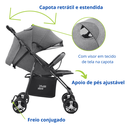 Ver imagem 4 de Carrinho Bebe Passeio Dobrável Reclinável Travel System Infantil Multikids