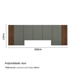 Cabeceira King 3,50m e 2 Mesas de Cabeceira Mdf sob Medida Cor:nogueira Cadiz com Cinza Sagrado - 5