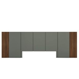 Cabeceira King 3,50m e 2 Mesas de Cabeceira Mdf sob Medida Cor:nogueira Cadiz com Cinza Sagrado - 8