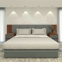 Ver imagem 1 de Cabeceira King 3,50m e 2 Mesas de Cabeceira Mdf sob Medida Cor:nogueira Cadiz com Cinza Sagrado