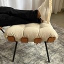 Ver imagem 5 de Poltrona Costela Boucle Bege Sala Quarto Adao com Puff Luxo