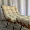 Ver imagem 2 de Poltrona Costela Boucle Bege Sala Quarto Adao com Puff Luxo