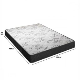 Colchão de Casal Kairo Eps D33 138x188x19 Preto e Branco Bambu Portobel Preto com Branco - 3
