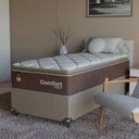 Ver imagem 1 de Cama Box Solteiro + Colchão Comfort Class Pillow Top 88x188 Marrom/suede Bege