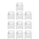Ver imagem 1 de Kit 10 Poltronas Bia Decorativa Reforçada Recepção Clínica Salão Sala de Estar Courino:branco