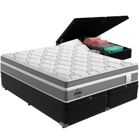 Cama Box Baú e Colchão Berlim Molas Ensacadas Queen Probel: Preto