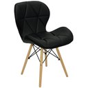 Ver imagem 2 de Kit 6 Cadeiras Charles Eames Eiffel Slim Wood Estofada - Preta