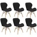 Ver imagem 1 de Kit 6 Cadeiras Charles Eames Eiffel Slim Wood Estofada - Preta