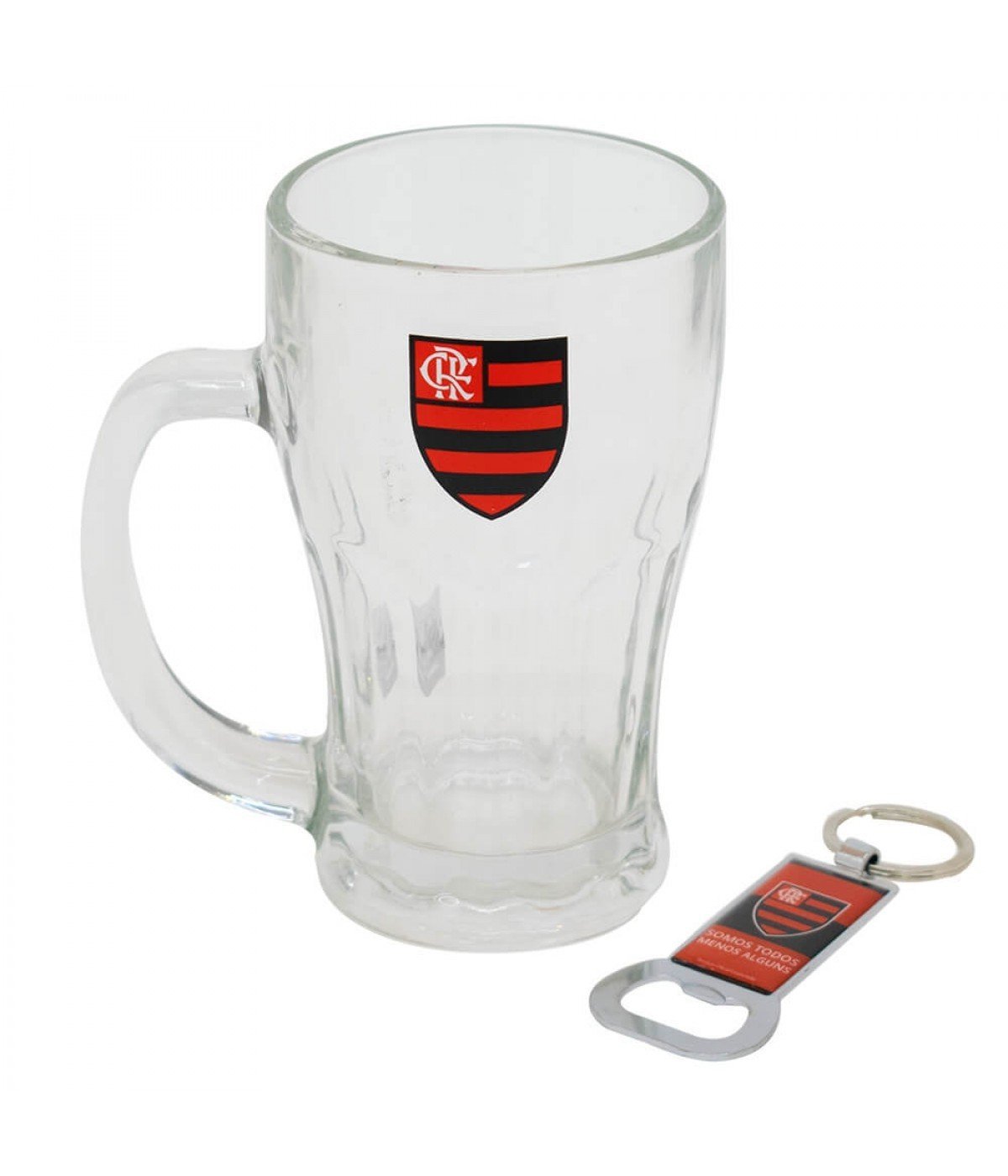 Caneca do Flamengo de Vidro com Abridor de Garrafas 450 ml