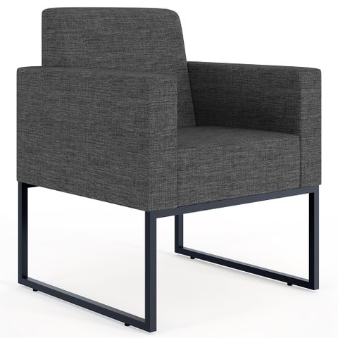 Poltrona Decorativa para Sala e Recepção Base Fixa de Metal Helô L02 Linho Cinza Escuro - Lyam