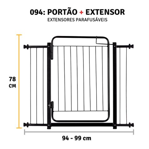 Grade de Porta P/ Portão Pressão Pet Cães Criança 94 a 99 Cm: