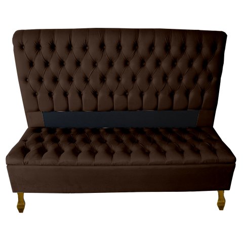 Cabeceira e Recamier Iza para Cama Box Casal Queen 1.60 - Suede - Sv Decor: Marrom