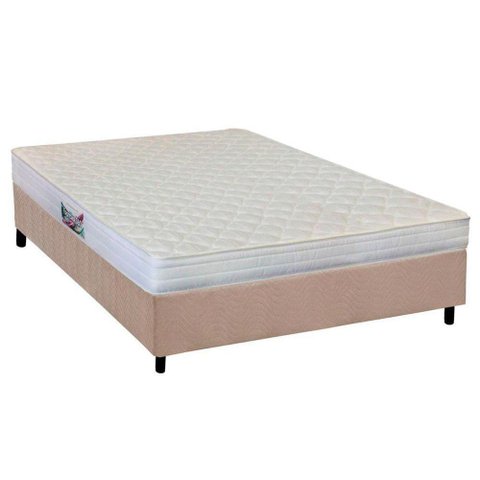 Cama Box Casal: Colchão Espuma Herval AG65 Frontier + Base CRC Suede Clean(138x188)