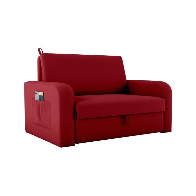 Sofá Cama Daiane 2 Lugares com Baú Veludo Maserati Vermelho Matrix