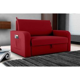 Sofá Cama Daiane 2 Lugares com Baú Veludo Maserati Vermelho Matrix - 2