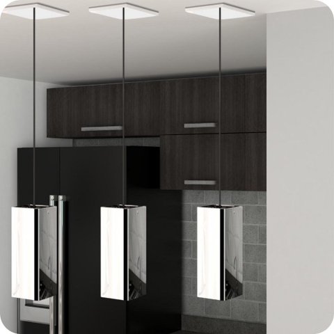 3 Pendentes Industrial Inox Quadrado Moderno Luminária Elg