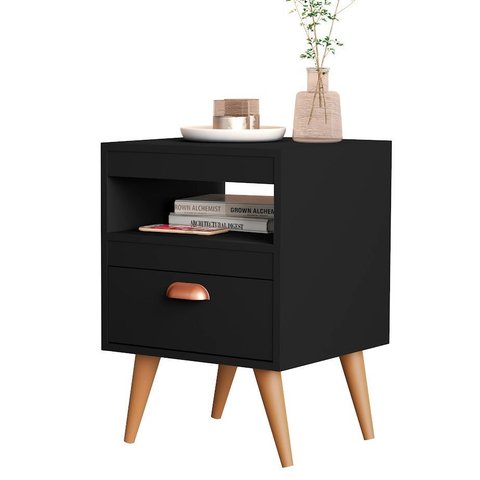 Kit 02 Mesas de Cabeceira Sal- Preto