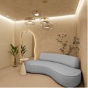 Ver imagem 3 de Sofá Curvo 2 Lugares Amsterdã 160cm Bouclé Cinza - Amrena Móveis