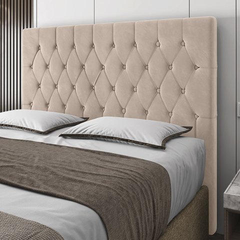 Cabeceira King Size Potenza 193cm Veludo Bege c/ Frame Italian Flex