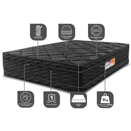 Colchão Casal Ortopédico Black 138x188x32 Double Face Espuma D33 Preto - 3