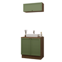 Ver imagem 2 de Conjunto Gabinete para Banheiro 80cm 3 Portas Rustic/Verde Vik Madesa 02