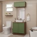 Ver imagem 1 de Conjunto Gabinete para Banheiro 80cm 3 Portas Rustic/Verde Vik Madesa 02