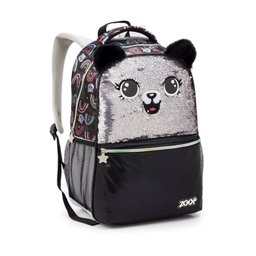 Mochila Feminina 16" Gatinha Brilhante Preta - Seanite - 1