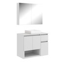 Ver imagem 1 de Conjunto Gabinete de Banheiro 80cm Aurora com Espelheira e Cuba Branca Mdp Faema