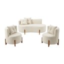 Ver imagem 2 de Conjunto 2 Poltronas + Sofá Curvo Orgânico Luna Boucle Off White - Montanaris Decor