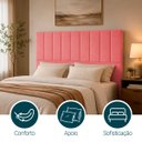 Ver imagem 3 de Cabeceira Estofada Elen Moderna para Quarto Cama Box Casal 140 cm Tecido Suede Rosê