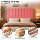 Ver imagem 2 de Cabeceira Estofada Elen Moderna para Quarto Cama Box Casal 140 cm Tecido Suede Rosê