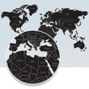 Ver imagem 1 de Mapa-Múndi Adesivo com molduras para fotos - Preto com nomes cinza - 170X95