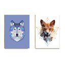 Ver imagem 1 de Kit 02 Placas Mdf Lobo e Raposa Decoração Parede 28,7x22