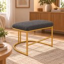 Ver imagem 2 de Puf Poltrona Lua Premium Base Metal Dourada Boucle Cinza Escuro/Grafite