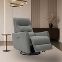 Ver imagem 1 de Poltrona do Papai Reclinável Sala de Estar Plaza Usb e Usb-c Gira Balança Couro Cinza G40 - Gran Bel