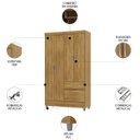 Ver imagem 4 de Guarda Roupa Solteiro 103cm 4 Portas Mayra Nature V02 - Mpozenato
